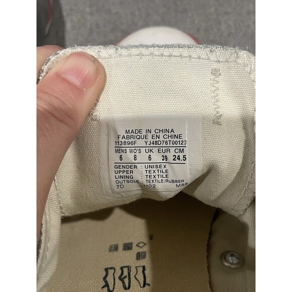 Converse Women CTAS Gray‎ Canvas Low Top Sneakers with Red Trim, 113896F, Size 8 - Picture 8 of 8